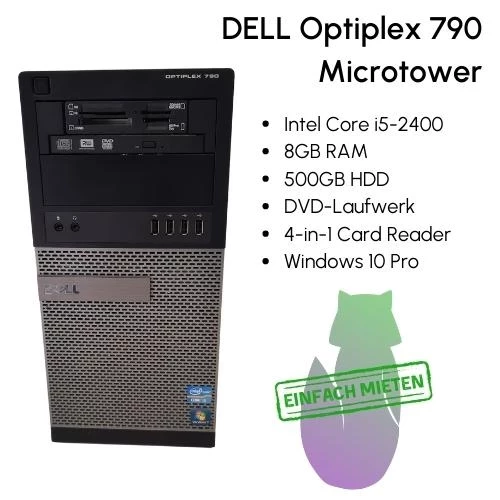 DELL Optiplex 790 Intel Core i5 - 2400, 8GB RAM, 500GB HDD, DVD-Brenner, 4-in-1 Card Reader, Windows 10 Pro DELL Optiplex 790 Intel Core i5 - 2400, 8GB RAM, 500GB HDD, DVD-Brenner, 4-in-1 Card Reader, Windows 10 Pro